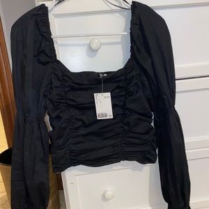 Black smocked H&M top